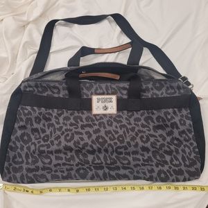 Victoria Secret Pink leopard print black overnight bag